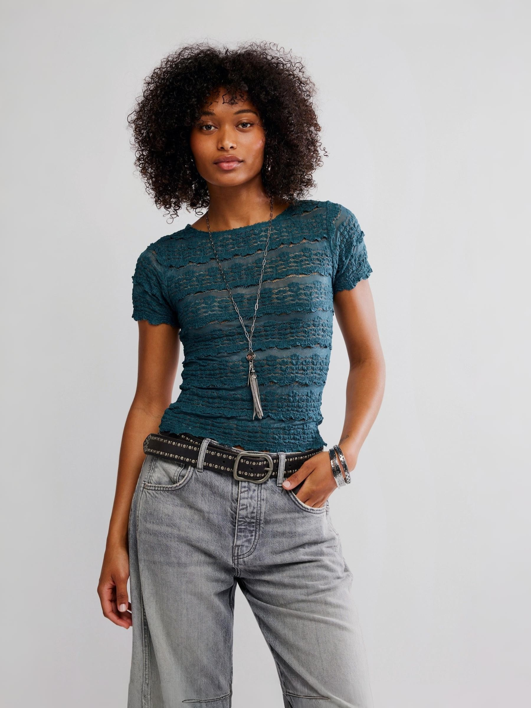 FREE PEOPLE - Angelina Lace Tee - 