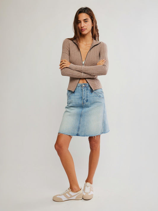 FREE PEOPLE - Brunch Girl Zip Up Sweater - 