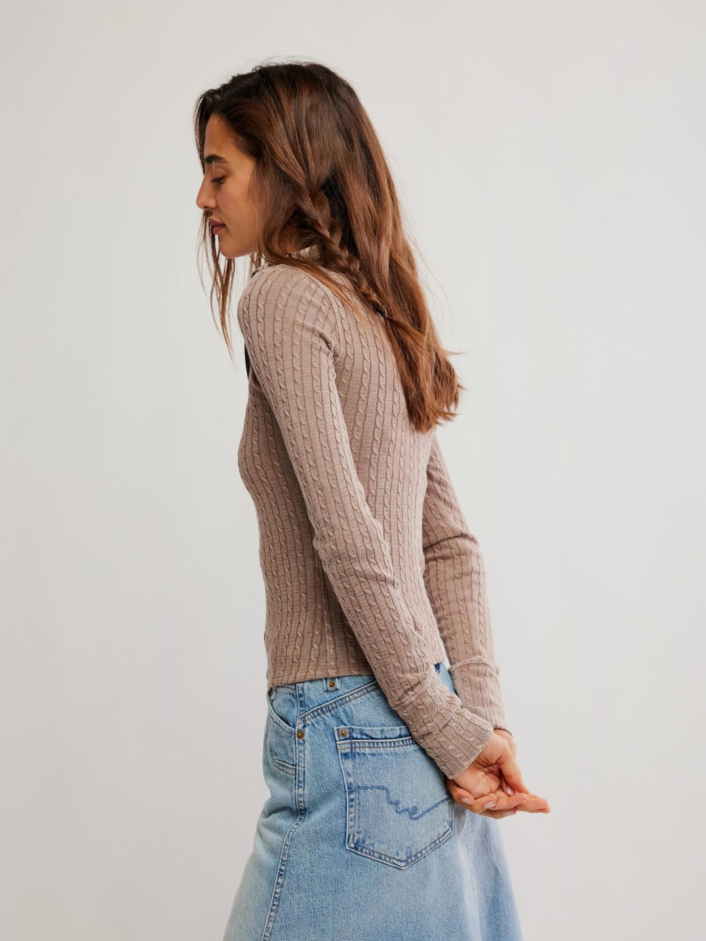 FREE PEOPLE - Brunch Girl Zip Up Sweater - 