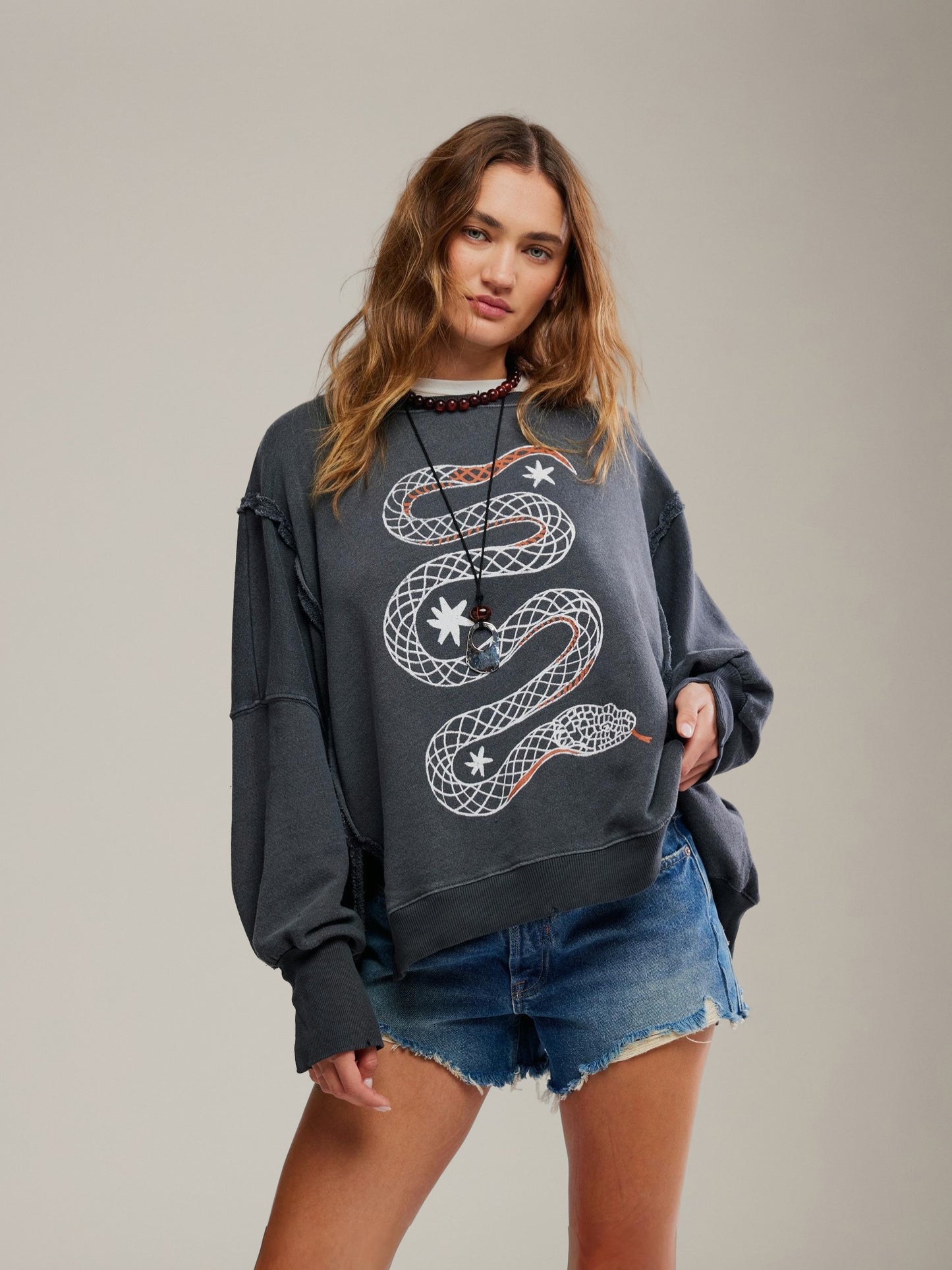 FREE PEOPLE - Camden Graphic Pullover Sweatshirt - 