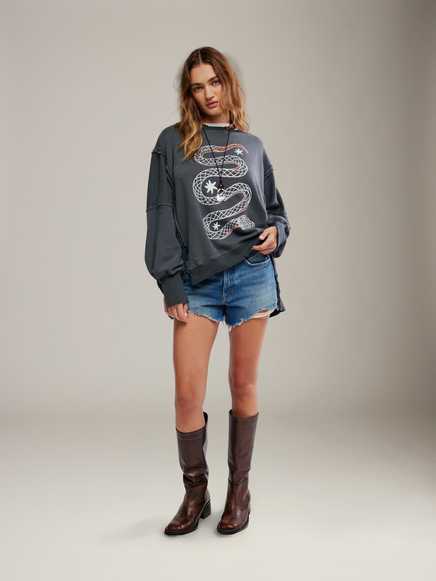 FREE PEOPLE - Camden Graphic Pullover Sweatshirt - 