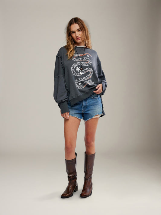 FREE PEOPLE - Camden Graphic Pullover Sweatshirt - 