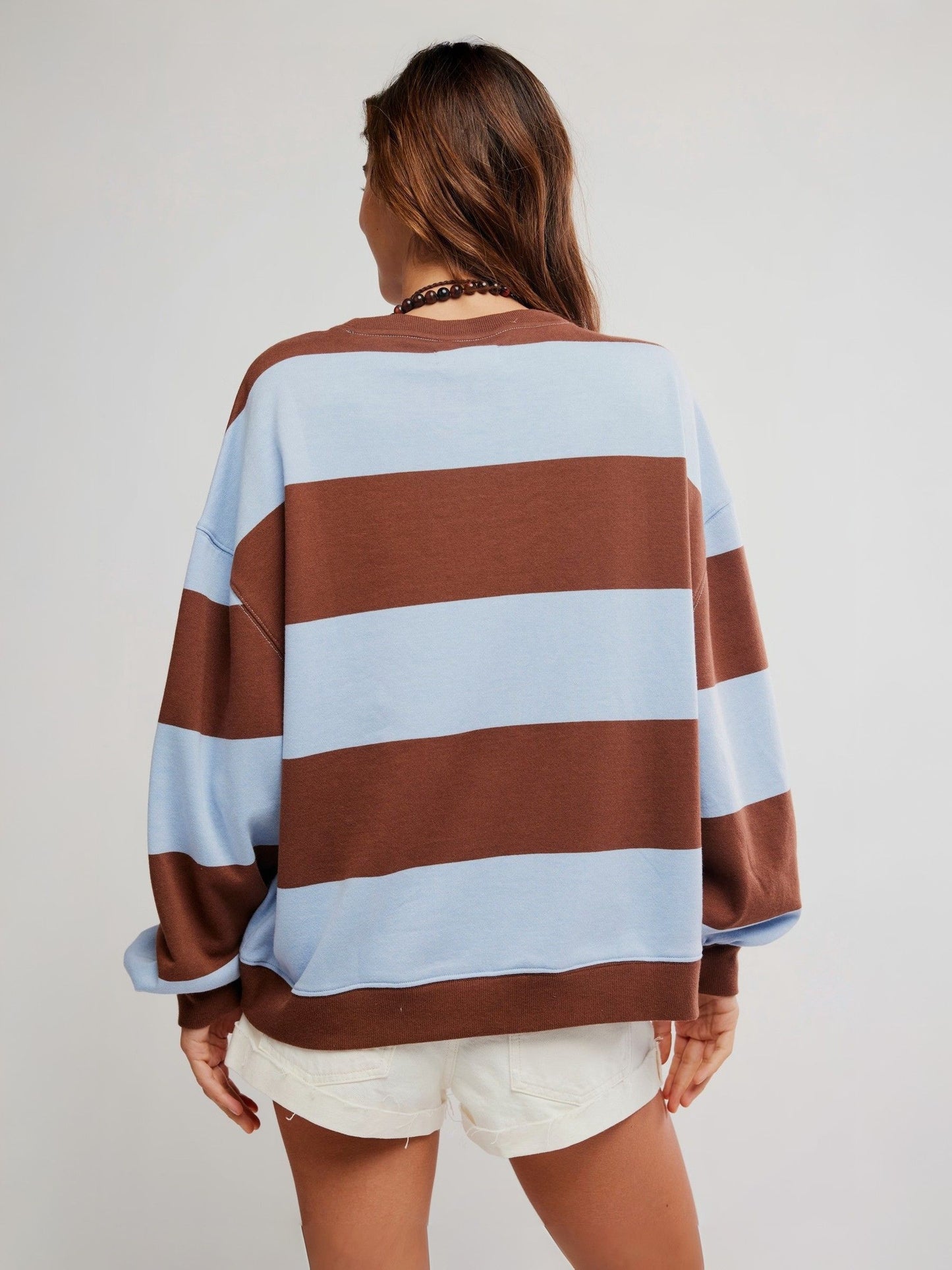 FREE PEOPLE - Classic Striped Oversized Crewneck Sweatshirt - 