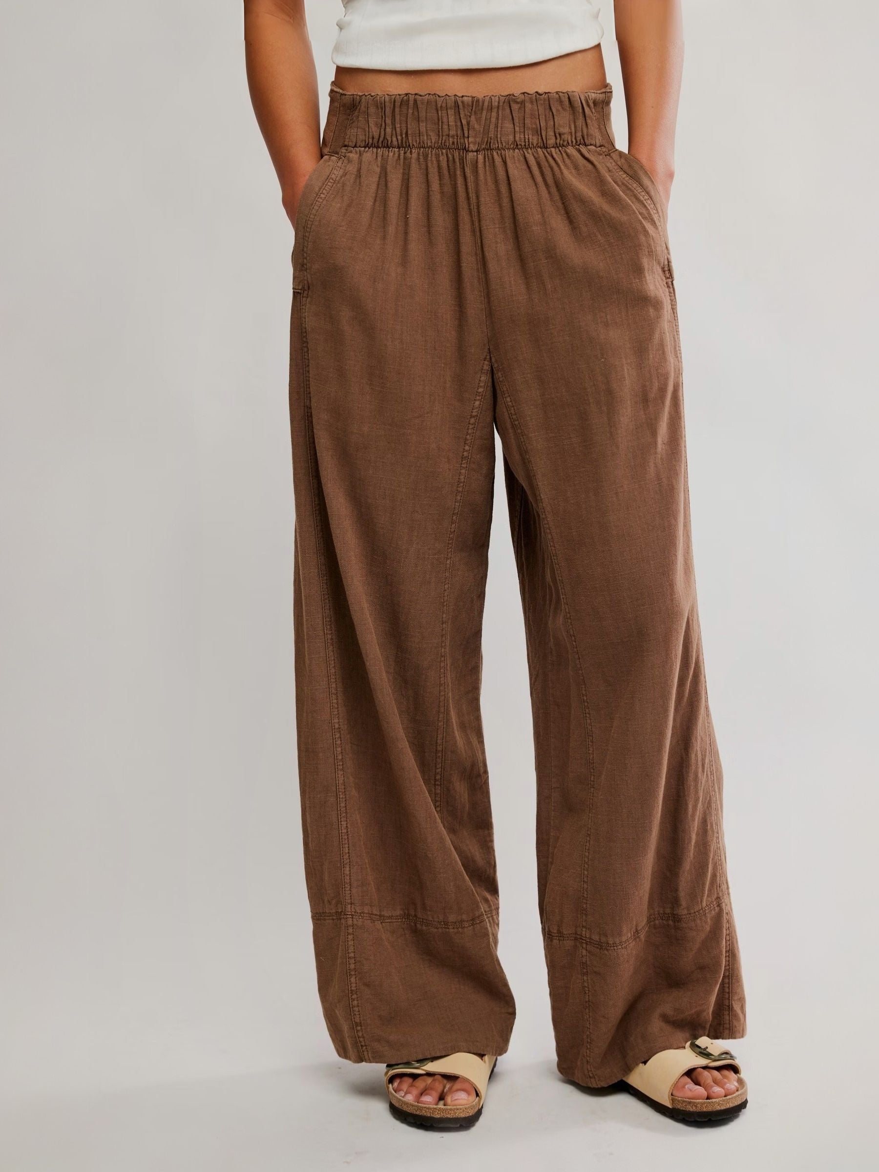 FREE PEOPLE - Day's End Linen Pull On Pant - 