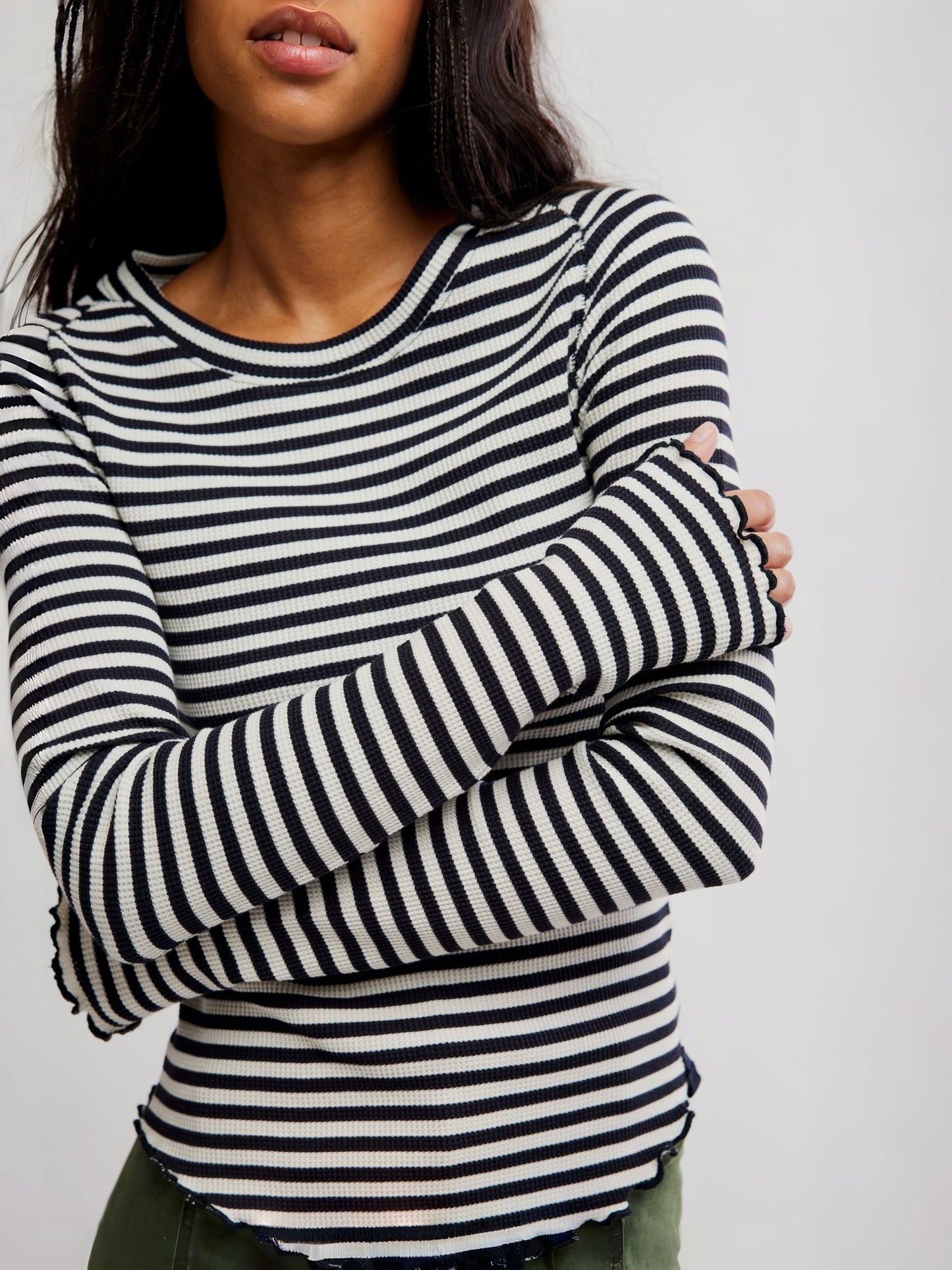 FREE PEOPLE - Easy Does It Striped Longsleeve Top - 