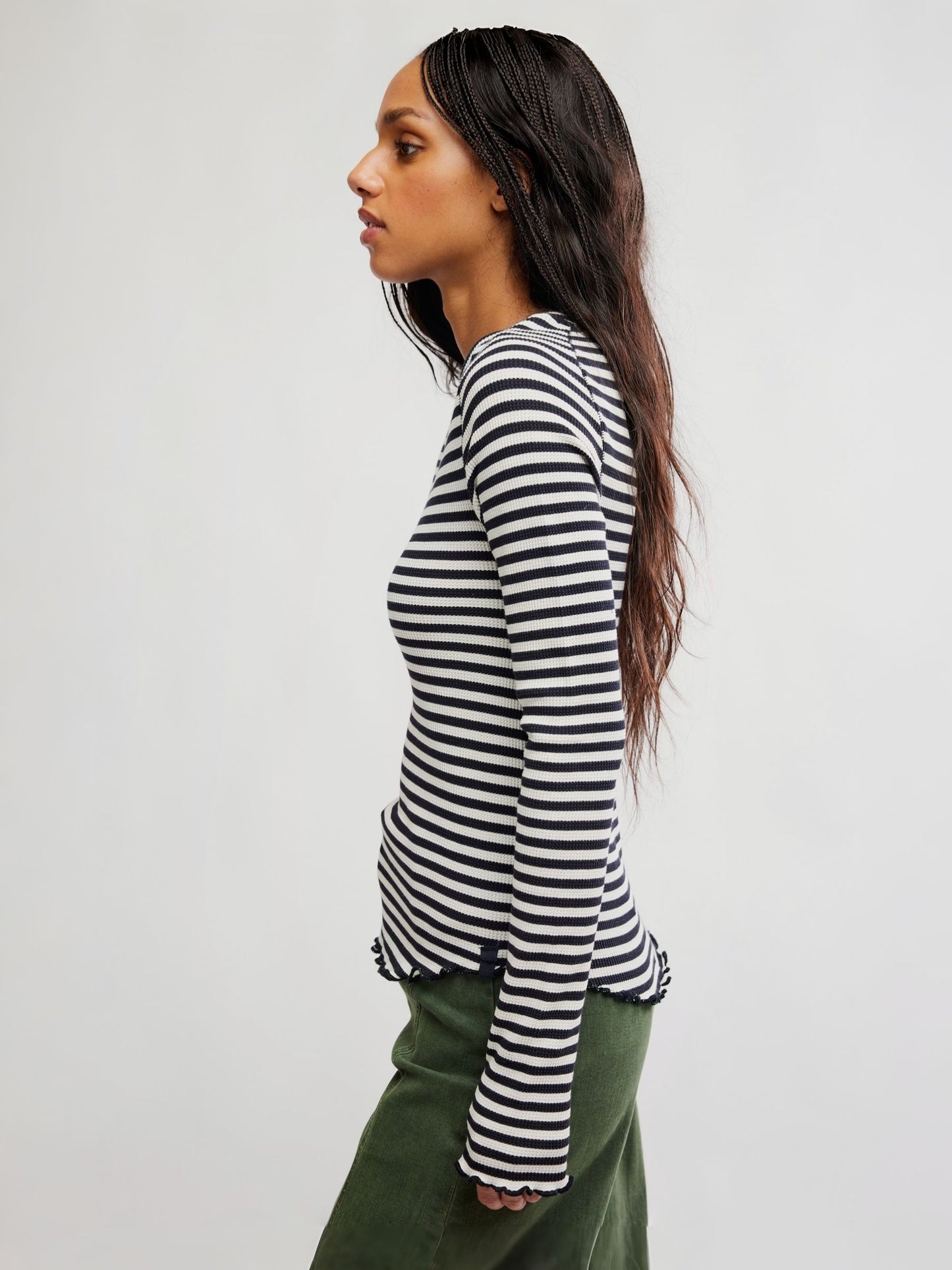 FREE PEOPLE - Easy Does It Striped Longsleeve Top - 