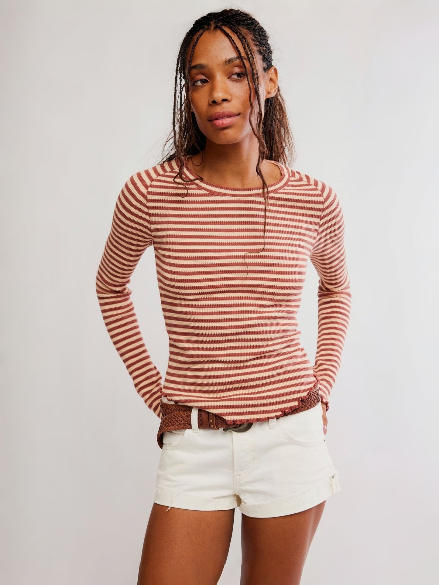 FREE PEOPLE - Easy Does It Striped Longsleeve Top - 