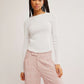 FREE PEOPLE - Easy Does It Longsleeve Top - White