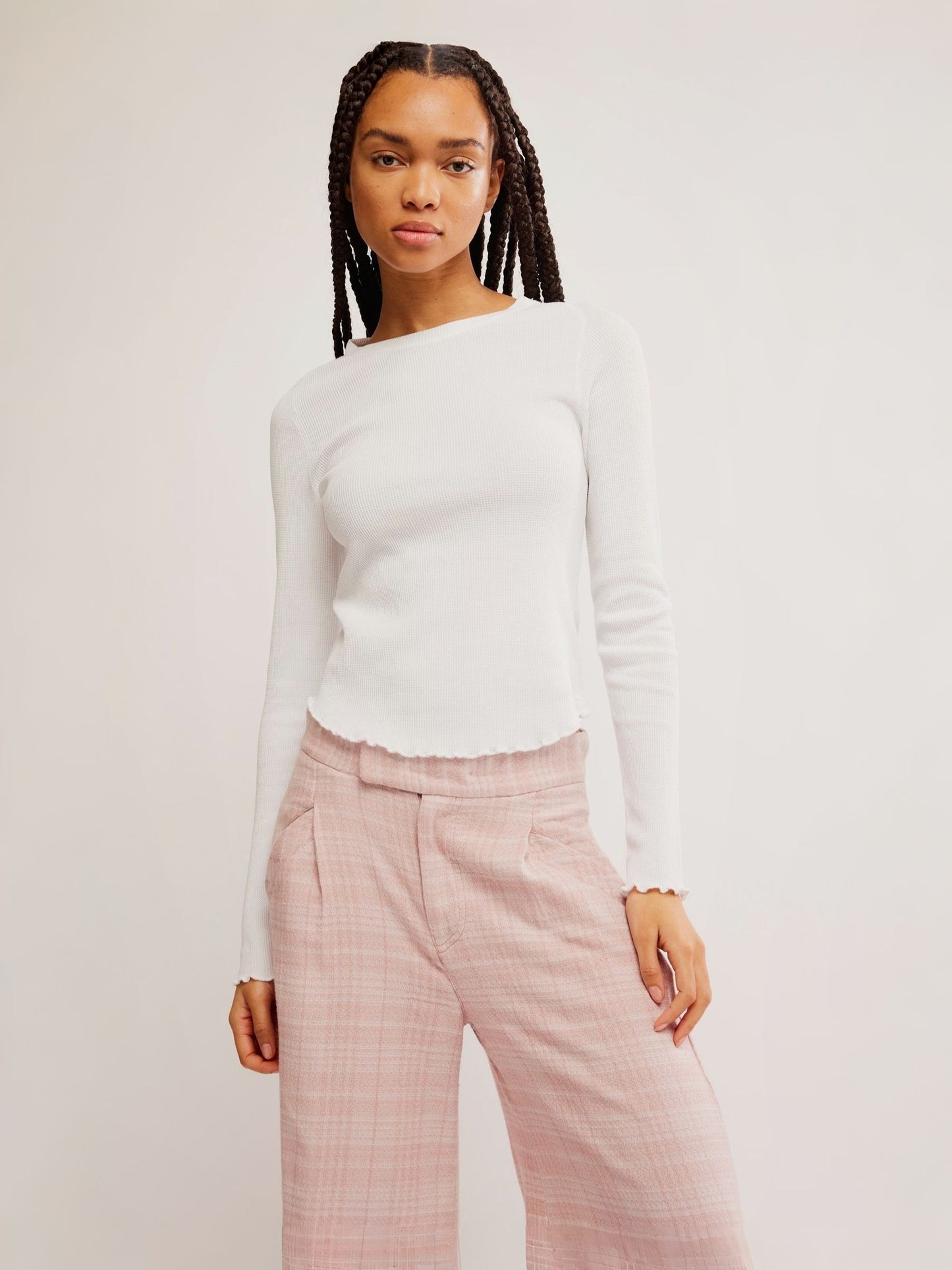 FREE PEOPLE - Easy Does It Longsleeve Top - White