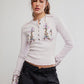 FREE PEOPLE - Fleur Embroidered Longsleeve Henley Top - 