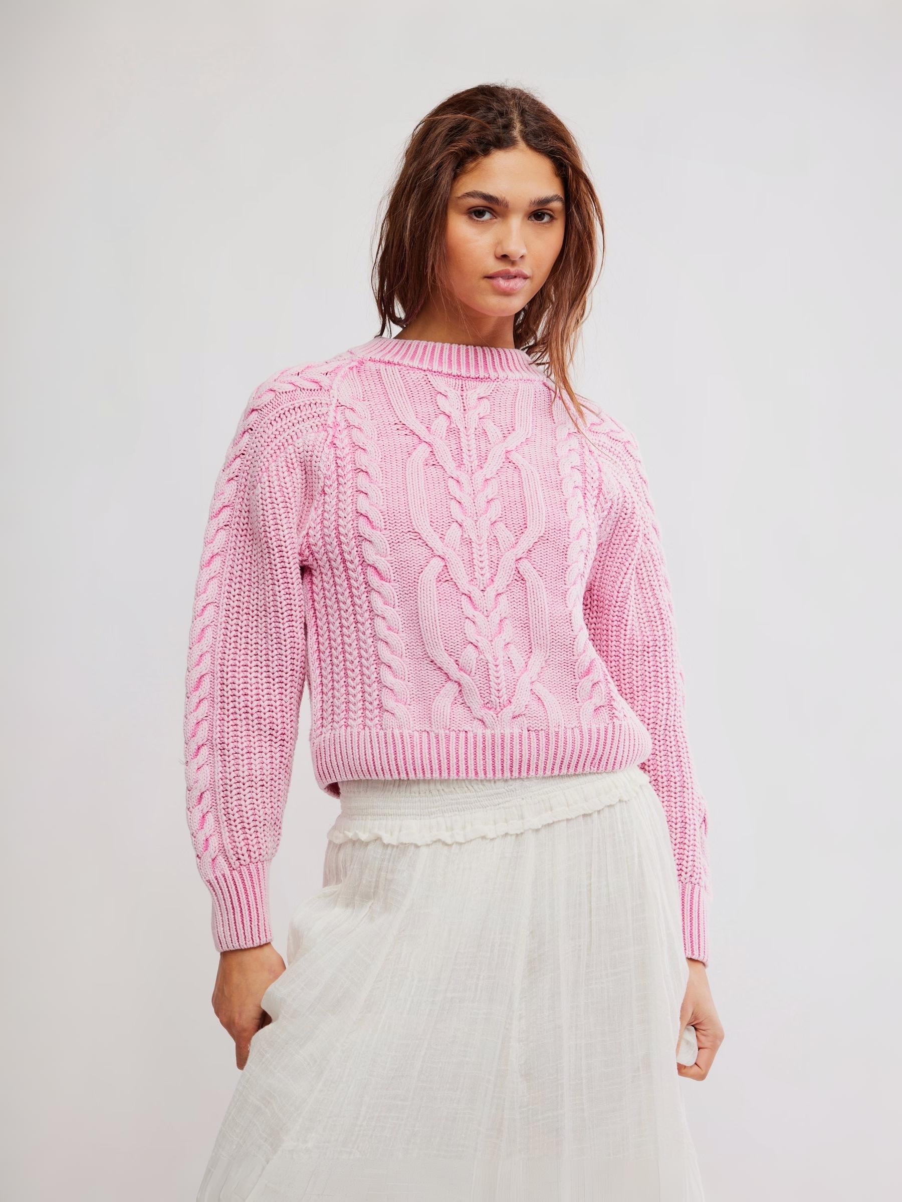 FREE PEOPLE - Frankie Cable Pullover Sweater - 