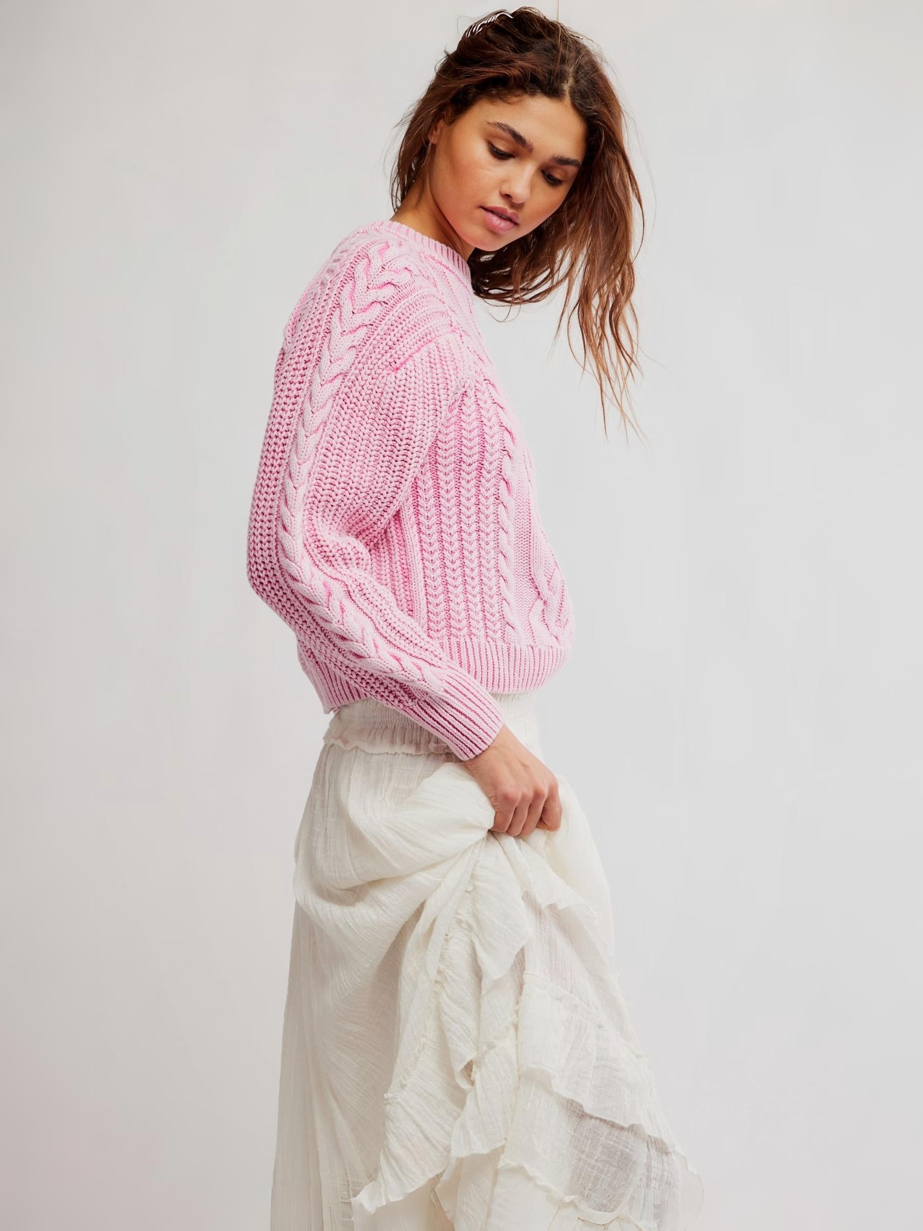 FREE PEOPLE - Frankie Cable Pullover Sweater - 