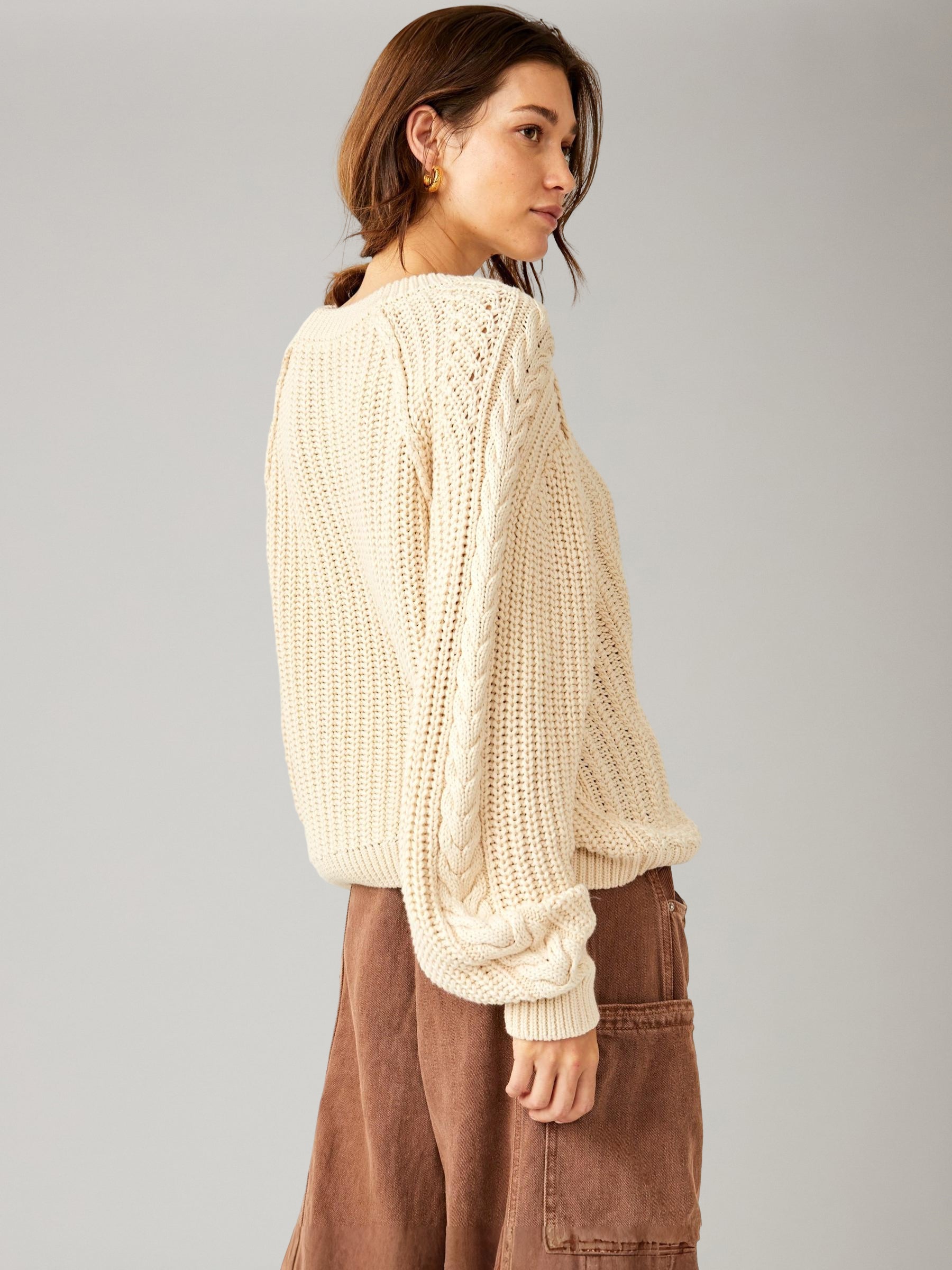 FREE PEOPLE - Frankie Cable Pullover Sweater - 