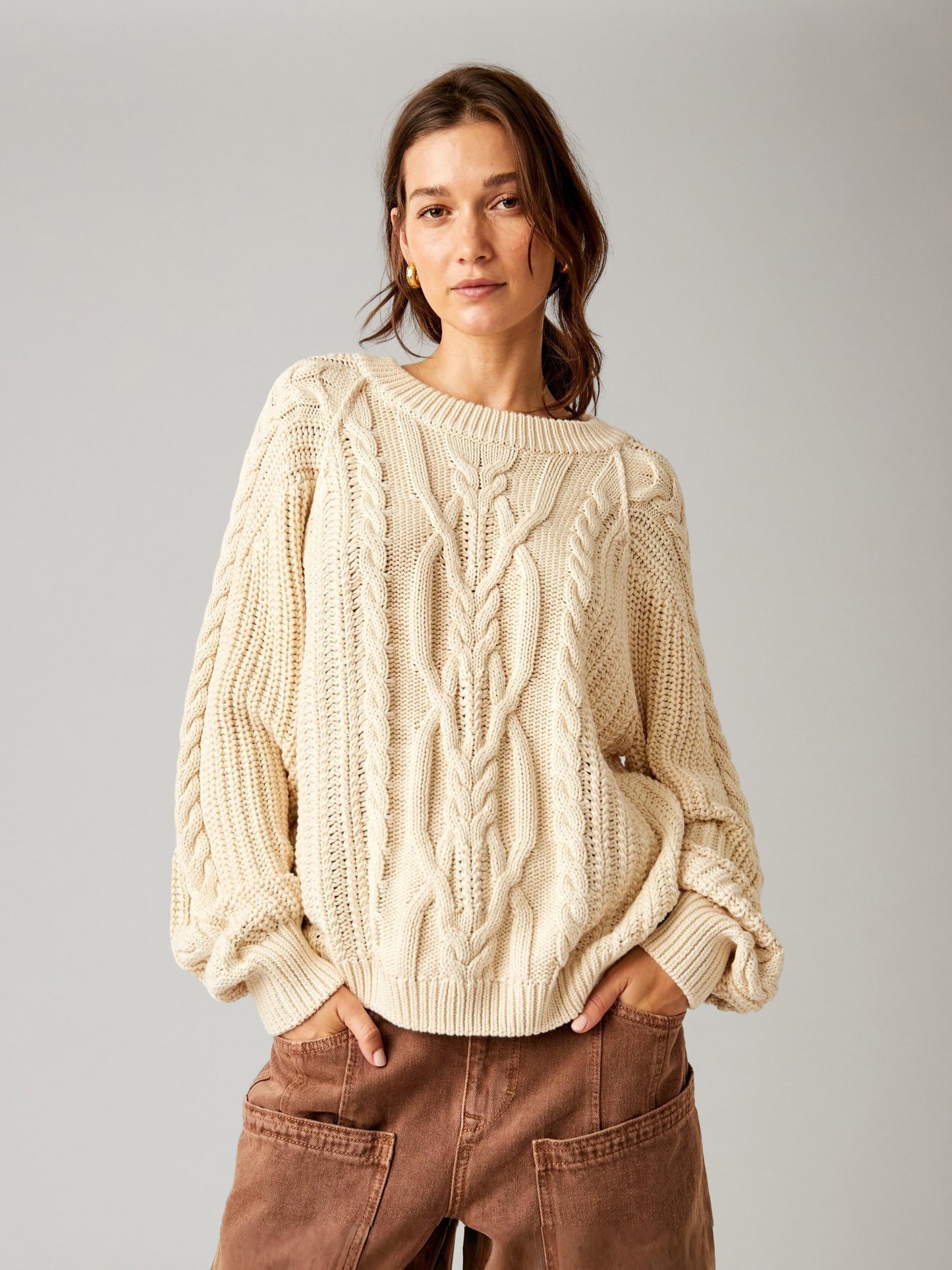 FREE PEOPLE - Frankie Cable Pullover Sweater - 