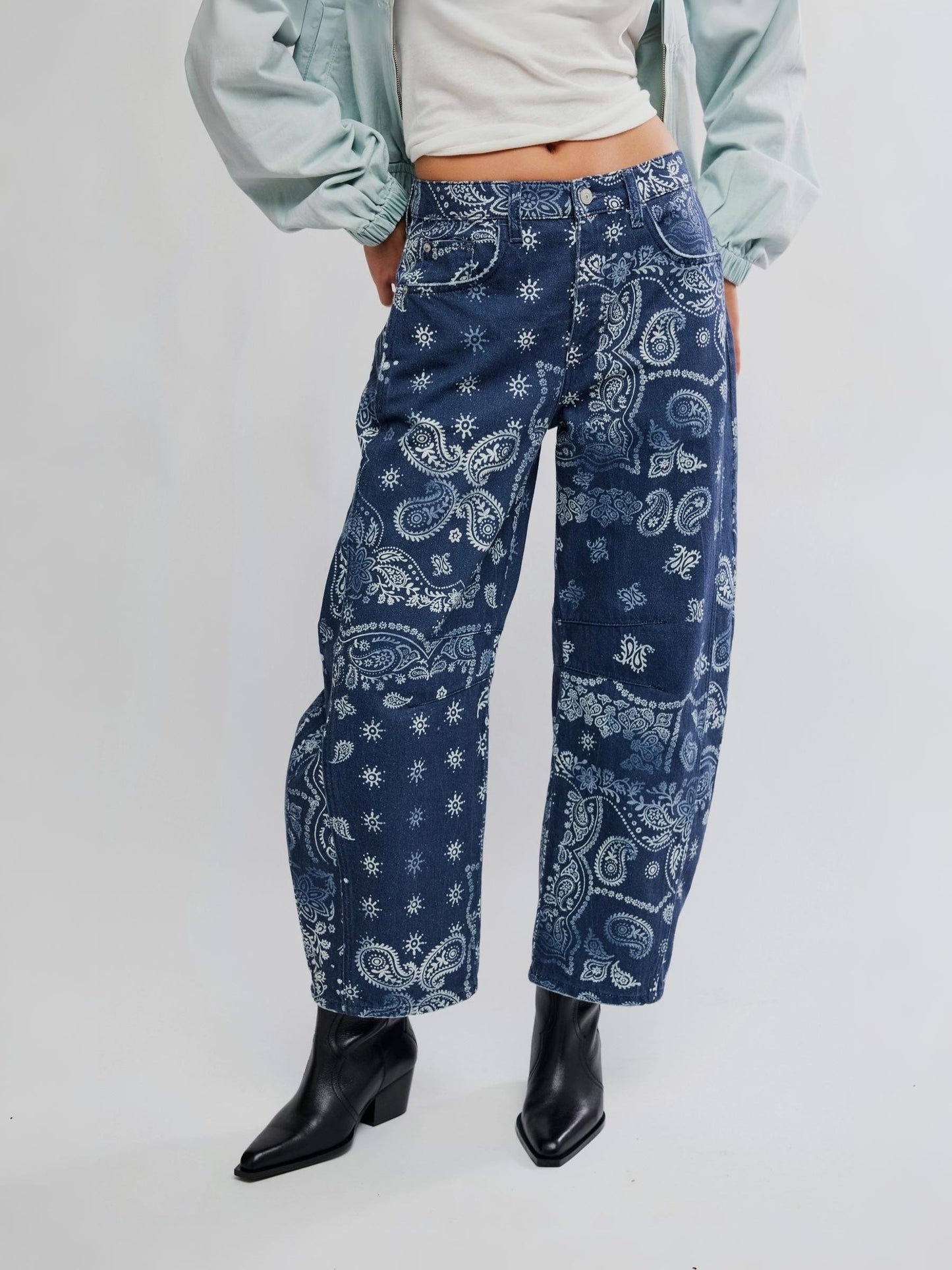 Good Luck Printed Barrel Jeans