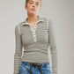 FREE PEOPLE - Lake Stripe Henley Longsleeve Top - 