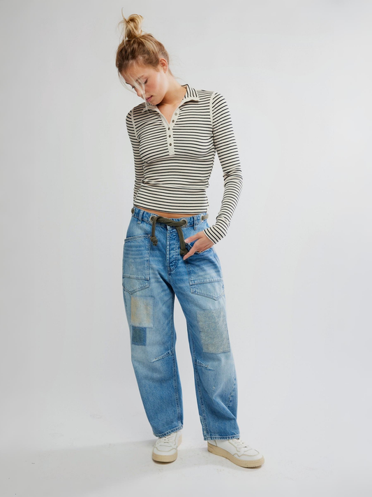 Lake Stripe Henley Longsleeve Top