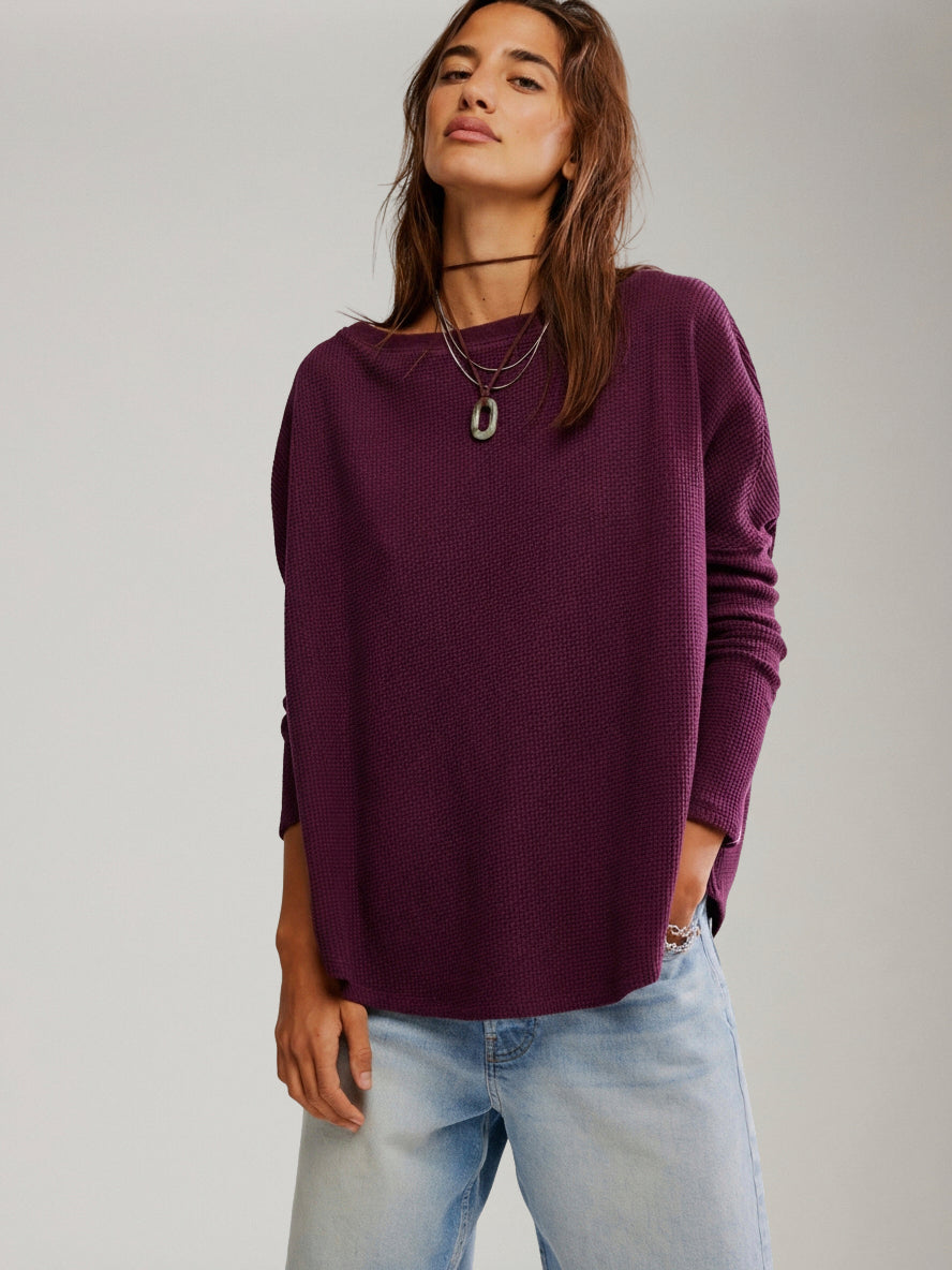 FREE PEOPLE - Latte Blues Thermal Top - 