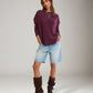FREE PEOPLE - Latte Blues Thermal Top - Chocolate Grape