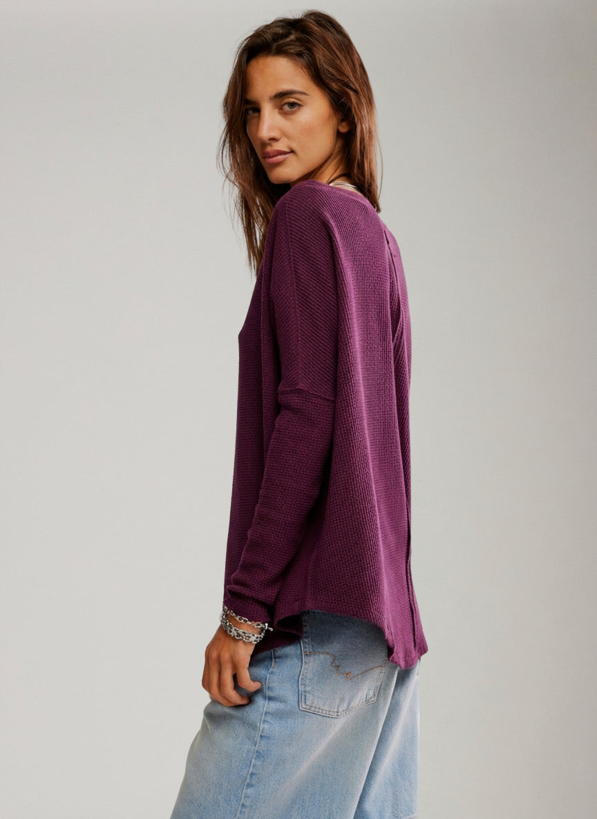 FREE PEOPLE - Latte Blues Thermal Top - 