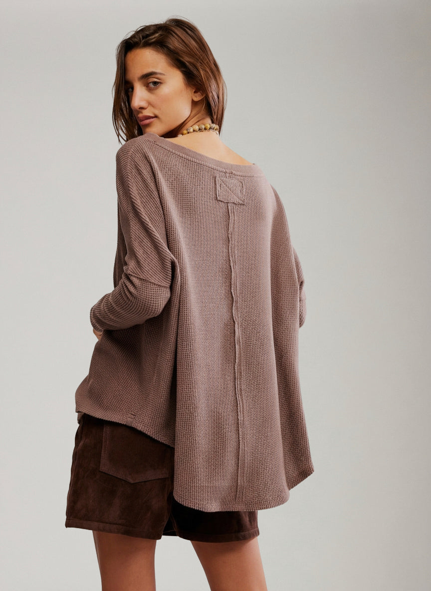 FREE PEOPLE - Latte Blues Thermal Top - 