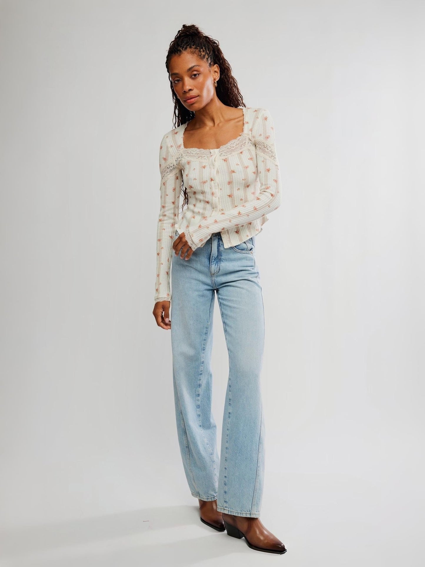 FREE PEOPLE - Let's Party Printed Cardi Top - 