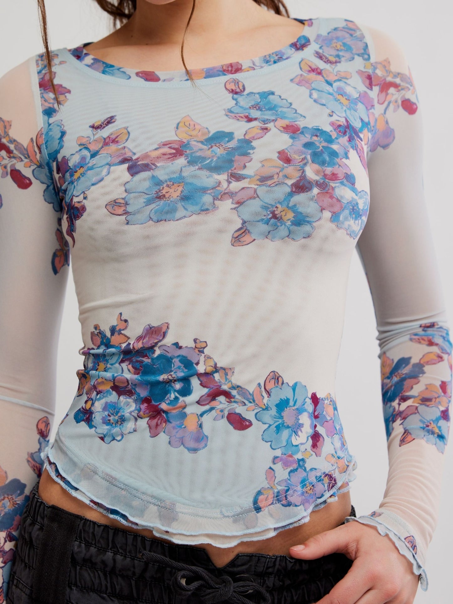 FREE PEOPLE - Lilly Printed Longsleeve Top - 