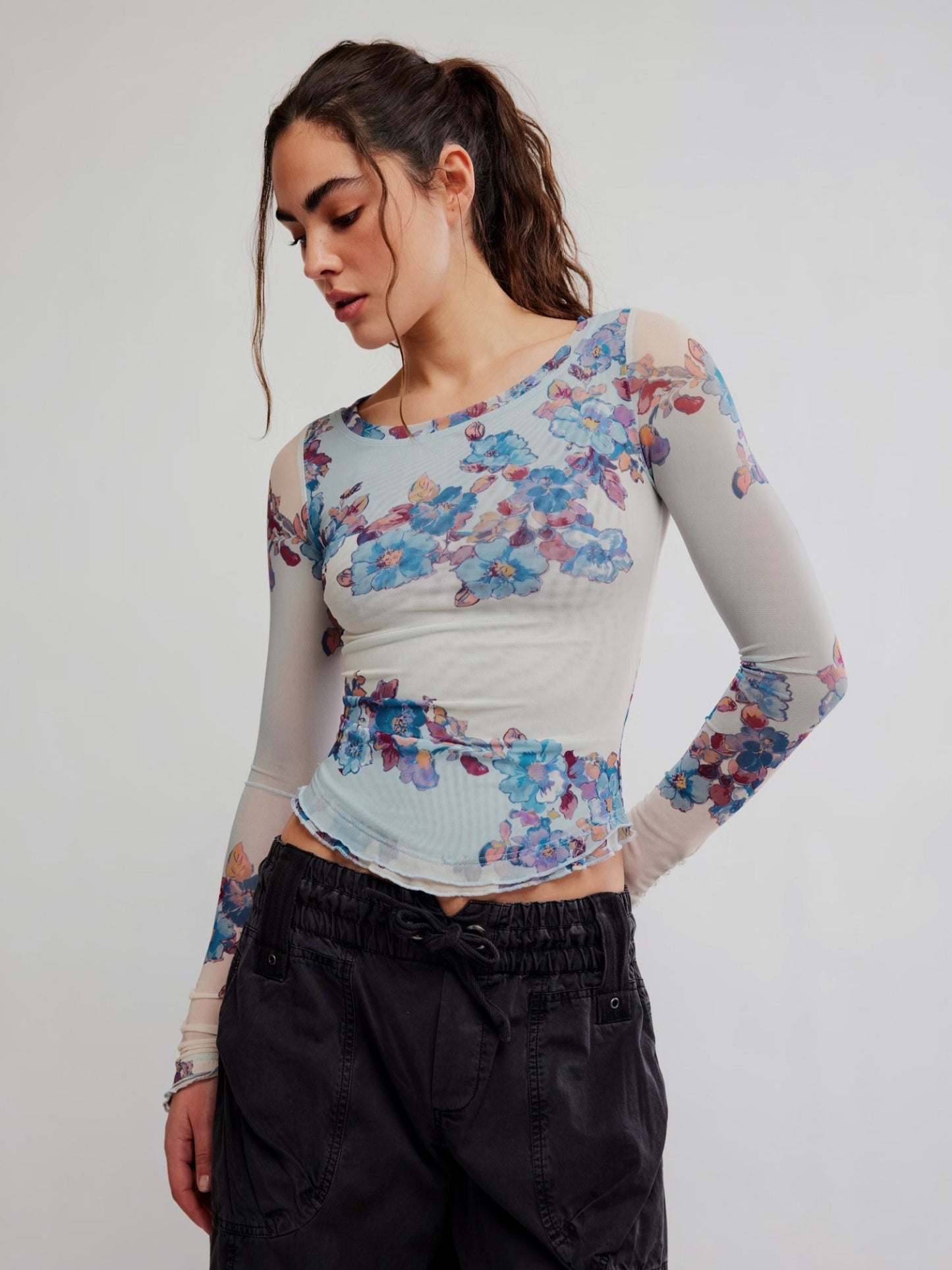 FREE PEOPLE - Lilly Printed Longsleeve Top - 