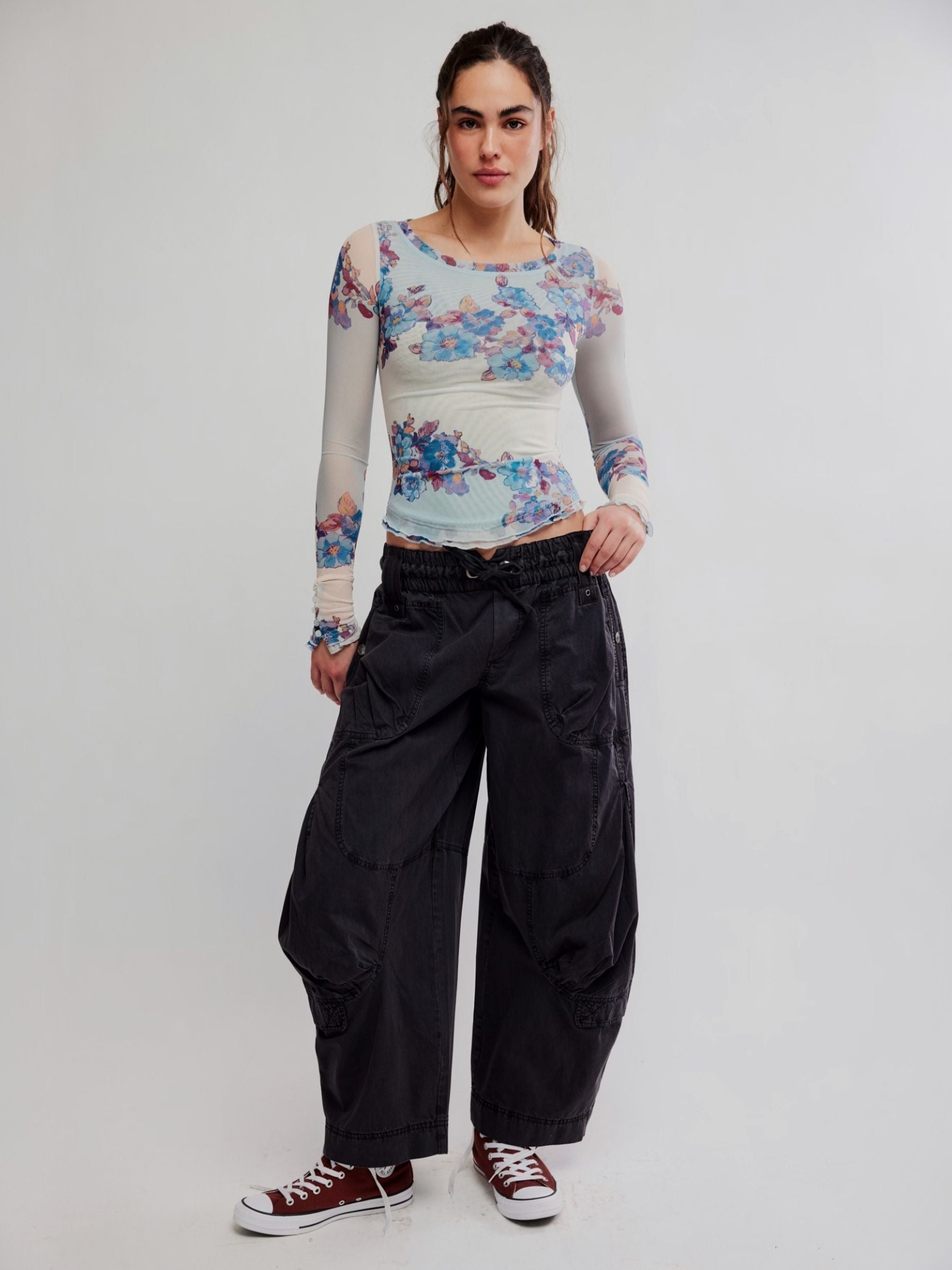 FREE PEOPLE - Lilly Printed Longsleeve Top - 