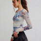 FREE PEOPLE - Lilly Printed Longsleeve Top - 