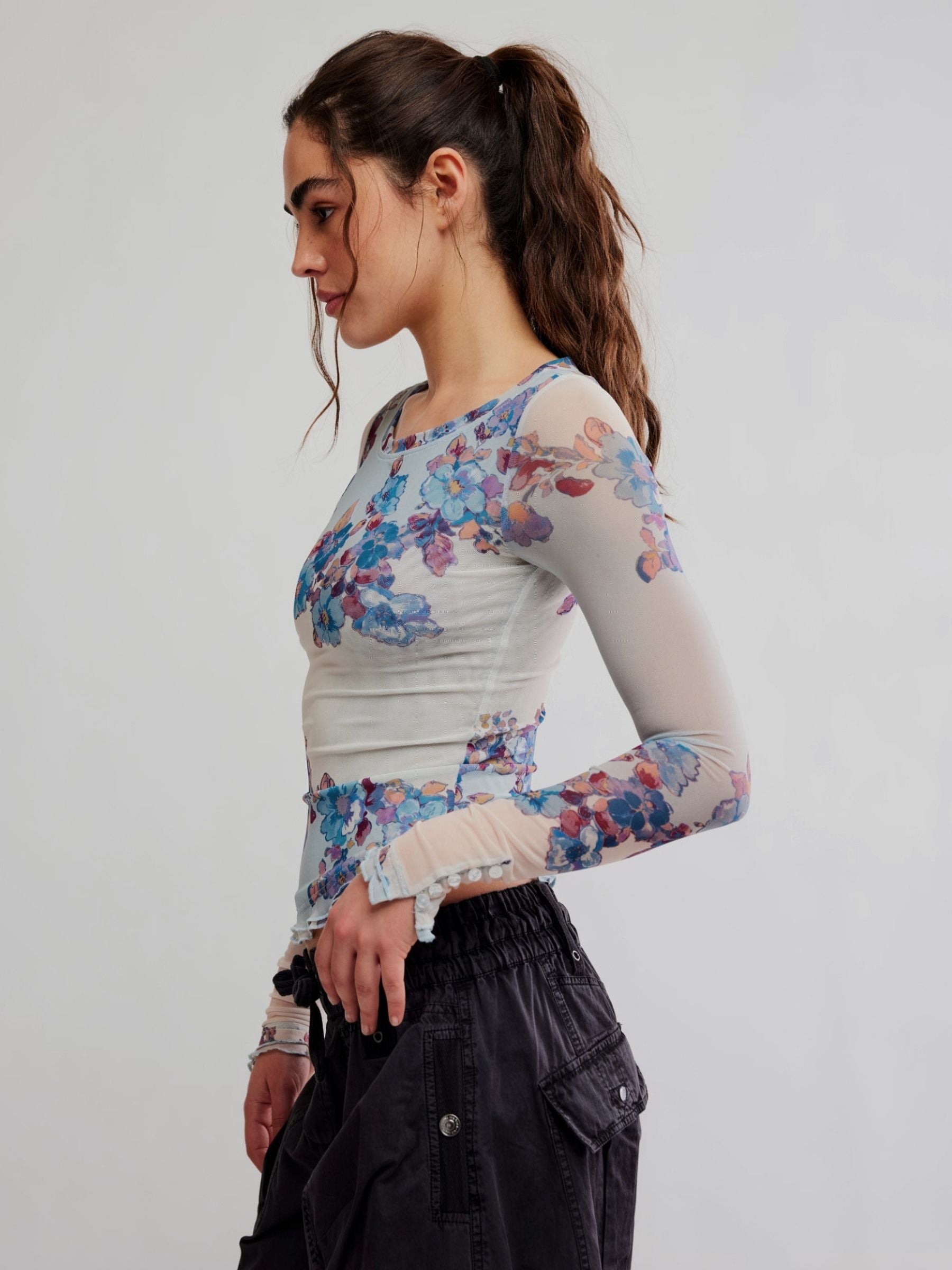 FREE PEOPLE - Lilly Printed Longsleeve Top - 