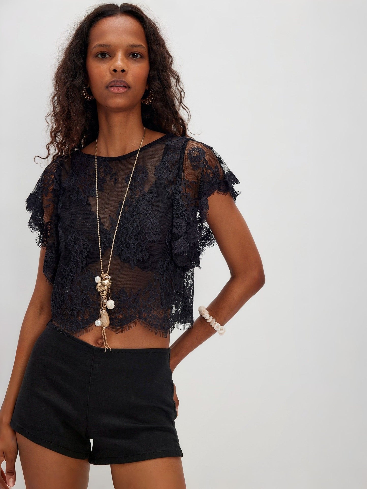 FREE PEOPLE - Lunar Ash Lace Top - 