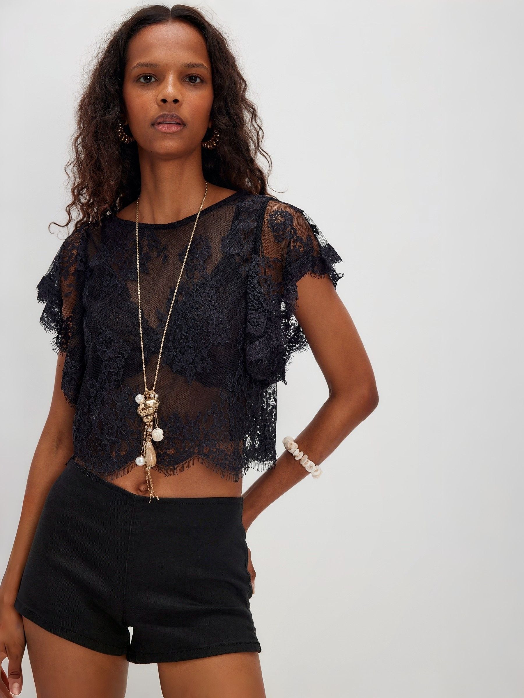 FREE PEOPLE - Lunar Ash Lace Top - 