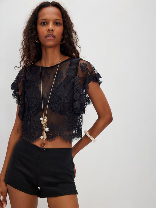 FREE PEOPLE - Lunar Ash Lace Top - 