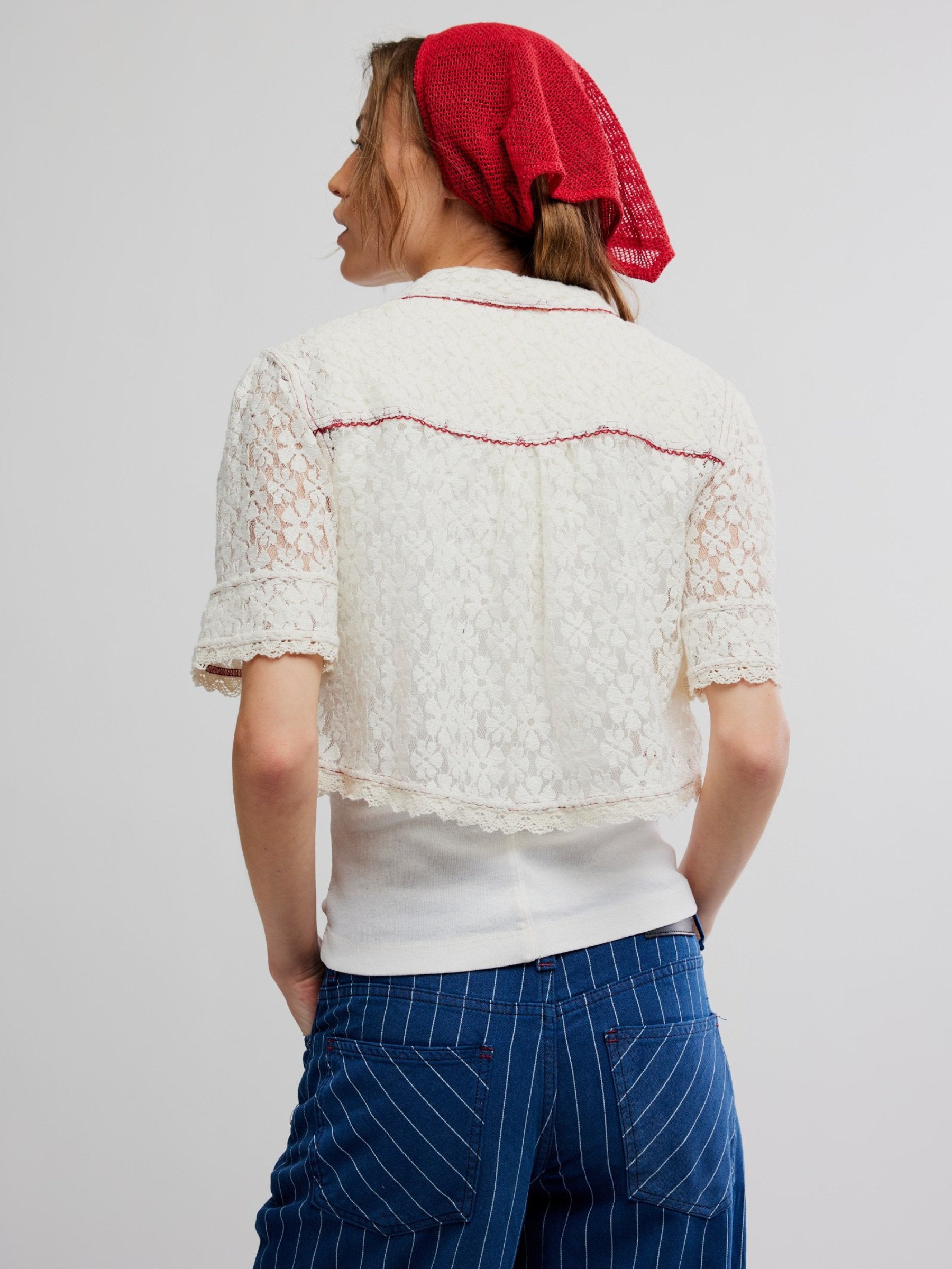 FREE PEOPLE - Mannie Lace Button Down Shirt - 