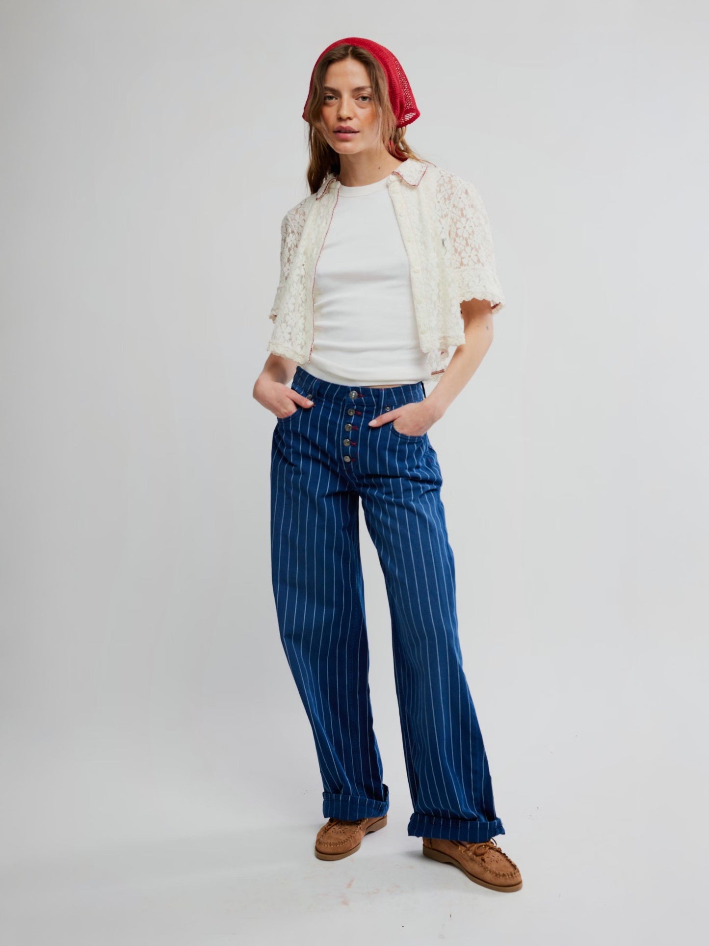 FREE PEOPLE - Mannie Lace Button Down Shirt - 