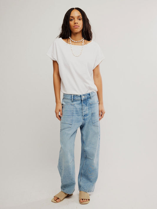 FREE PEOPLE - Moxie Minimalist Barrel Jeans - 