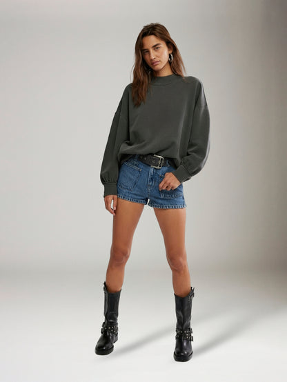 FREE PEOPLE - Palm Springs Pullover Sweatshirt - Washed Black