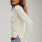 FREE PEOPLE - Through the Woods Pointelle Longsleeve T-Shirt - 