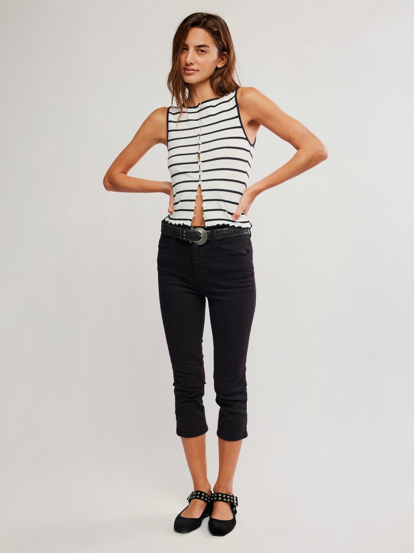 FREE PEOPLE - Tilly Striped Tank - Black White Combo