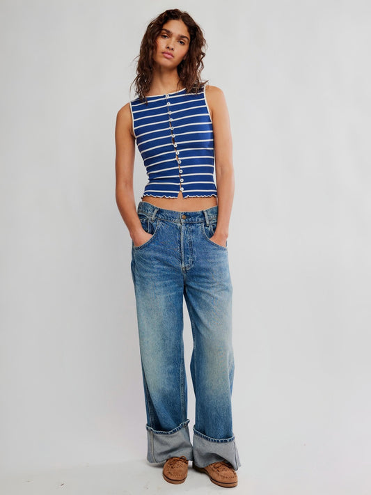 FREE PEOPLE - Tilly Striped Tank - Navy Combo