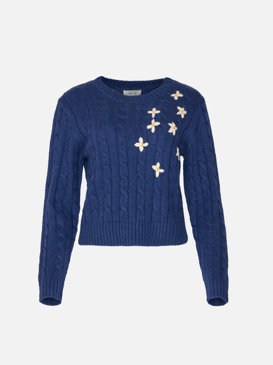 SADIE & SAGE - Lulu Embroidered Daisy Sweater - 