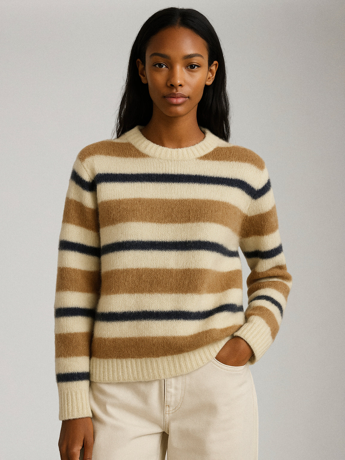 FRNCH - Himalayan Stripe Crewneck Sweater - 