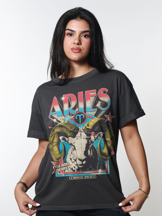 GIRL DANGEROUS-Aries Boyfriend Tee-Vintage Black