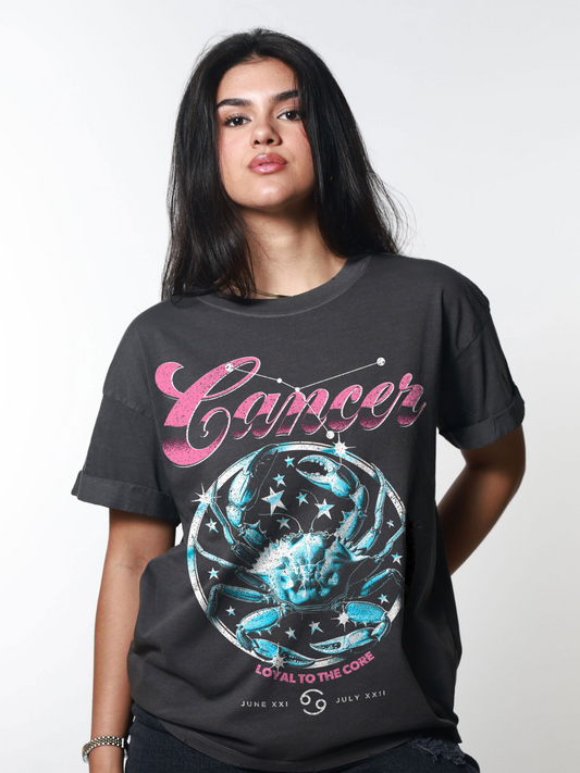 GIRL DANGEROUS-Cancer Boyfriend Tee-Vintage Black