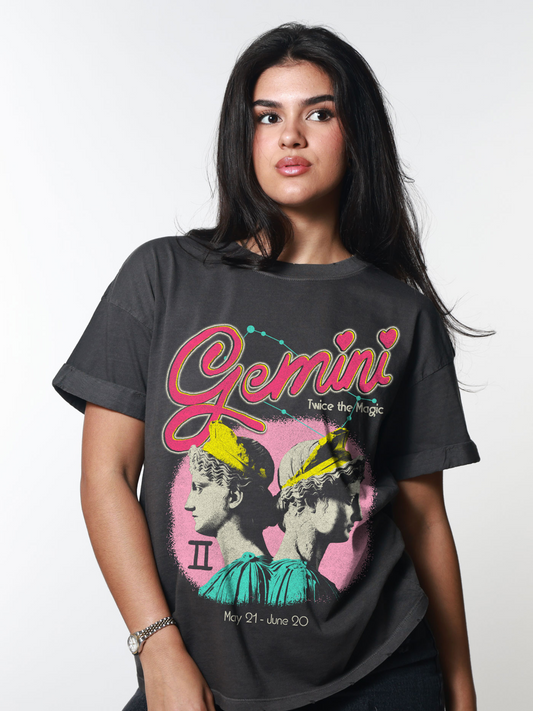 GIRL DANGEROUS-Gemini Boyfriend Tee-Vintage Black