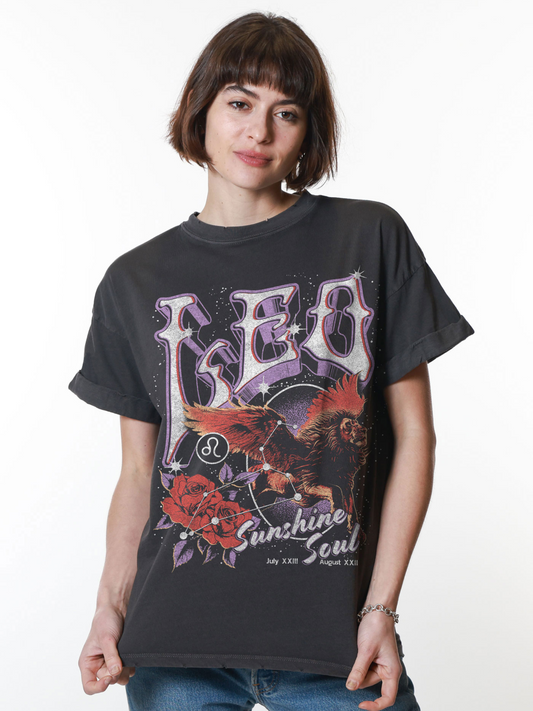 GIRL DANGEROUS-Leo Boyfriend Tee-Vintage Black