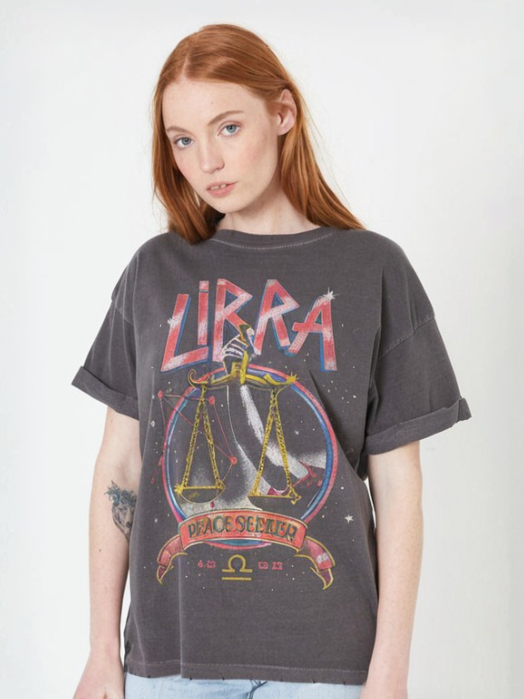 GIRL DANGEROUS-Libra Boyfriend Tee-Vintage Black