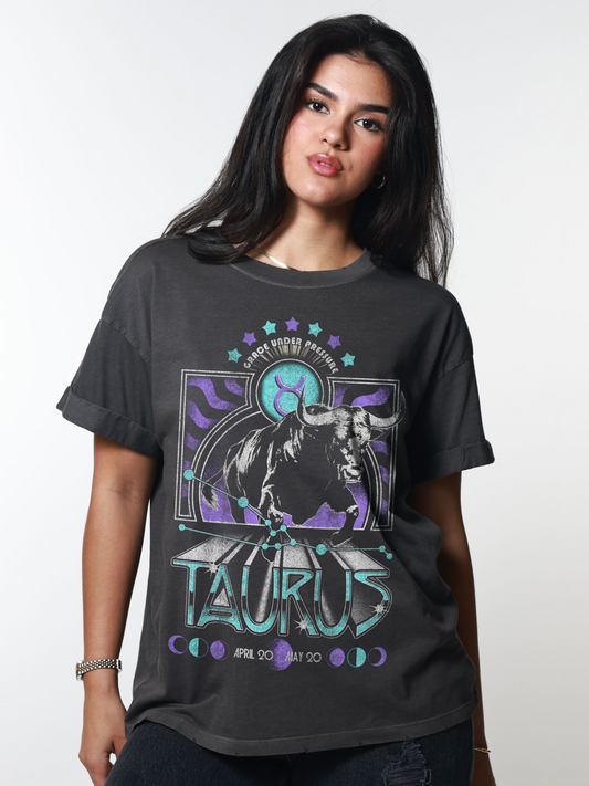 GIRL DANGEROUS-Taurus Boyfriend Tee-Vintage Black