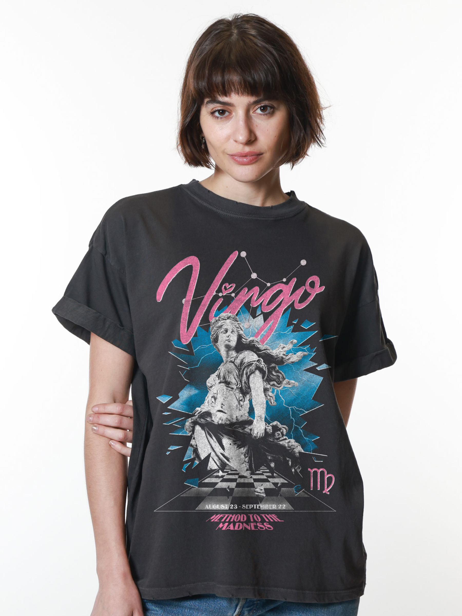 GIRL DANGEROUS-Virgo Boyfriend Tee-Vintage Black